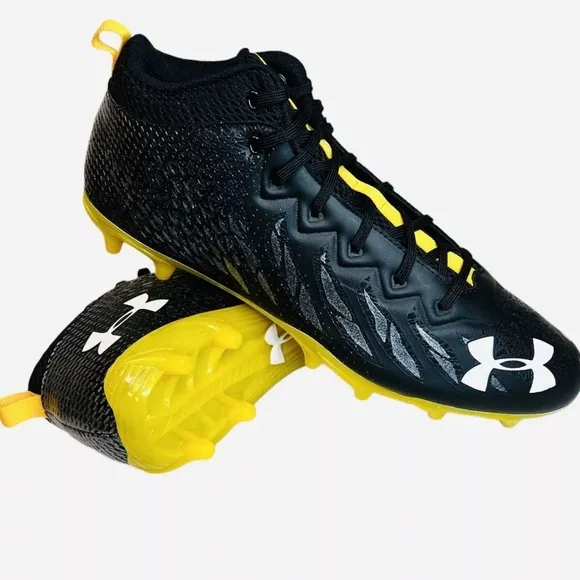 Under Armour Spotlight UA Football Cleats Black/Yellow 3023963-009 Mens Size 13