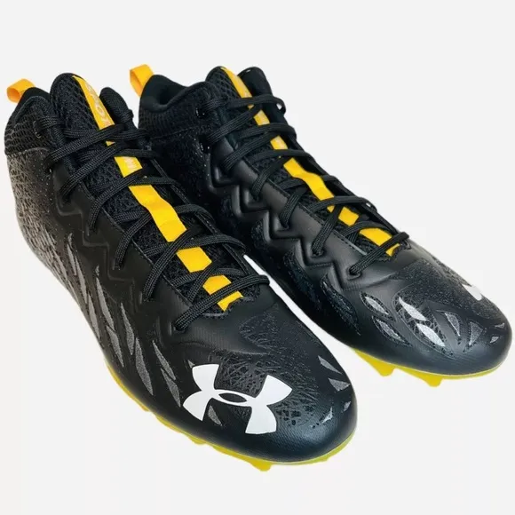 Under Armour Spotlight UA Football Cleats Black/Yellow 3023963-009 Mens Size 13
