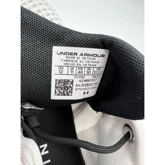 Under Armour TriBase Reign 5 Training Shoes White Black Size 12 NEW