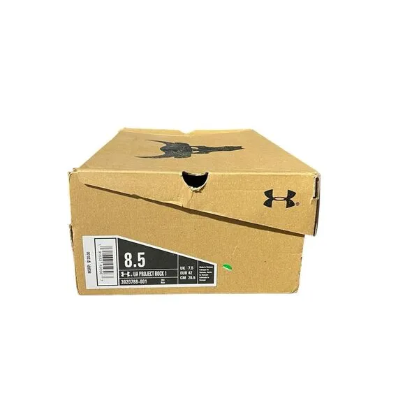 Under Armour UA Project Rock 1 Mens 8.5 Training Shoes Black/White 3020788-001