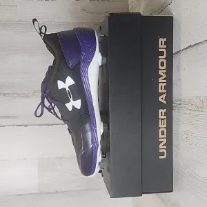 Under Armour UA team heater low purple black baseball cleats shoes Size 11 NEW
