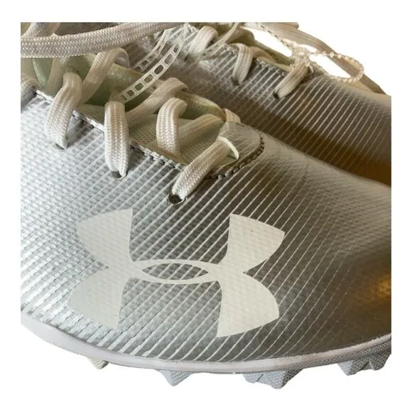 Under Armour Youth Size 6 Leadoff Mid Baseball Cleats White Gray Athletic Shoes