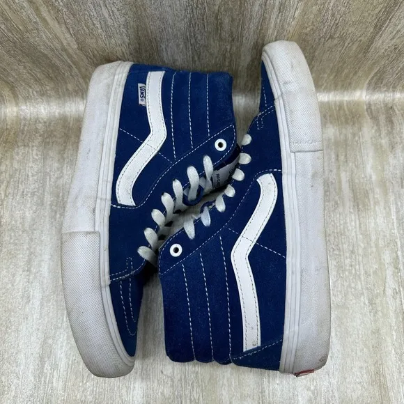 Vans Men 7.5 Womens 9 Shoes Sk8-Hi Pro True Blue White High Top Sneakers