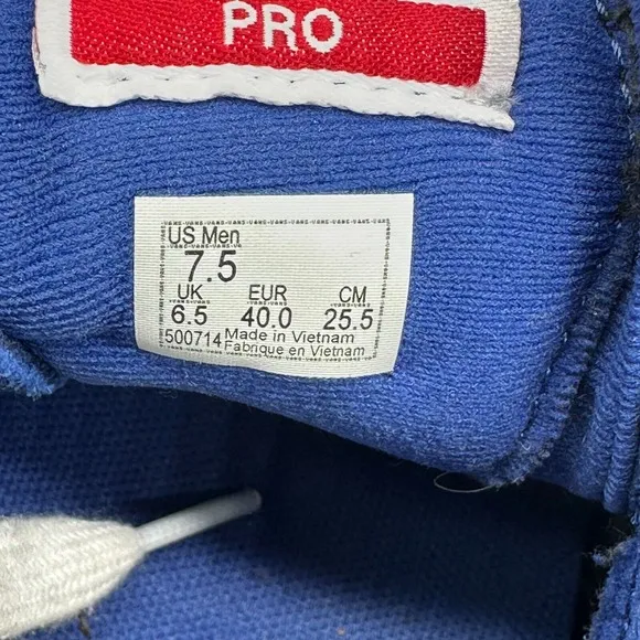 Vans Men 7.5 Womens 9 Shoes Sk8-Hi Pro True Blue White High Top Sneakers