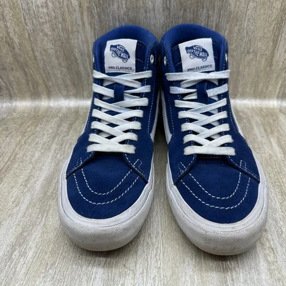 Vans Men 7.5 Womens 9 Shoes Sk8-Hi Pro True Blue White High Top Sneakers