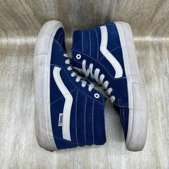 Vans Men 7.5 Womens 9 Shoes Sk8-Hi Pro True Blue White High Top Sneakers