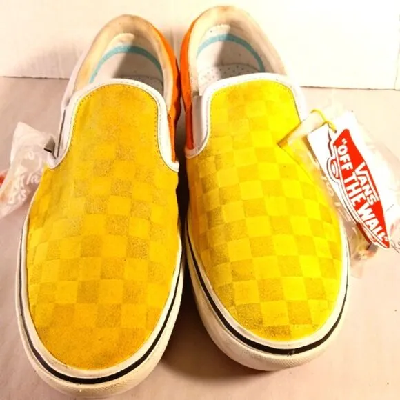 Vans Rare Penn Comfycush Yellow White Orange Tennis Shoes Men's 9 Women's 10.5