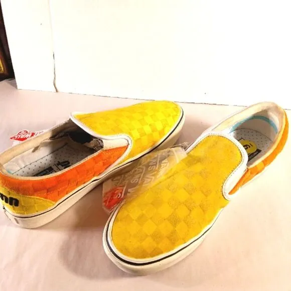 Vans Rare Penn Comfycush Yellow White Orange Tennis Shoes Men's 9 Women's 10.5