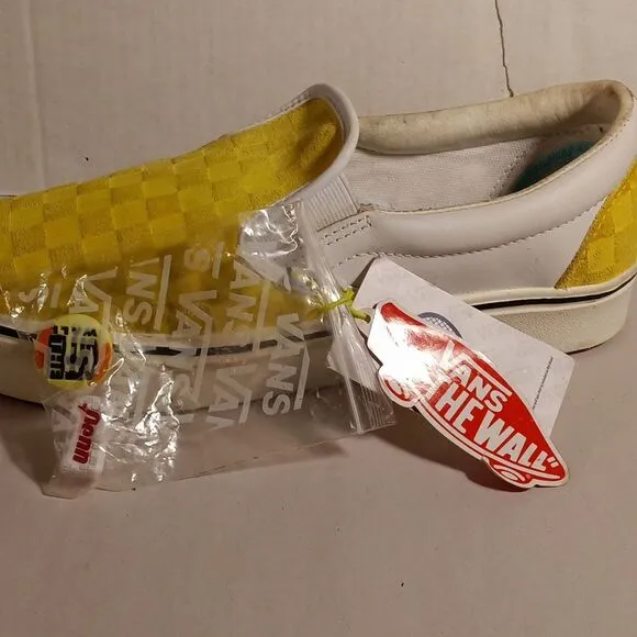 Vans Rare Penn Comfycush Yellow White Orange Tennis Shoes Men's 9 Women's 10.5
