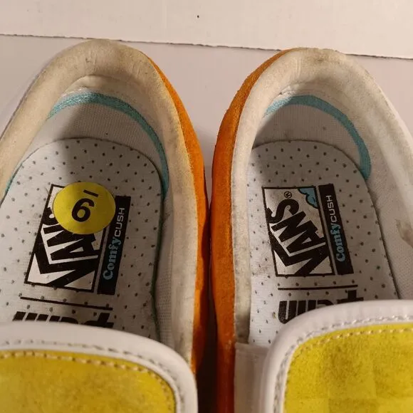 Vans Rare Penn Comfycush Yellow White Orange Tennis Shoes Men's 9 Women's 10.5