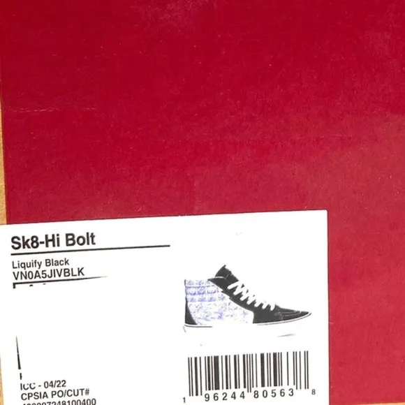 VANS Sk8-Hi Bolt Shoes Men's Black Blue Suede Canvas Sneakers Skate VN0A5JIVBLK