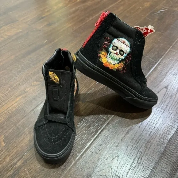 Vans Sk8-Hi Dia de Vans (Black/Multi) High Top Sneaker Size 13 Kids