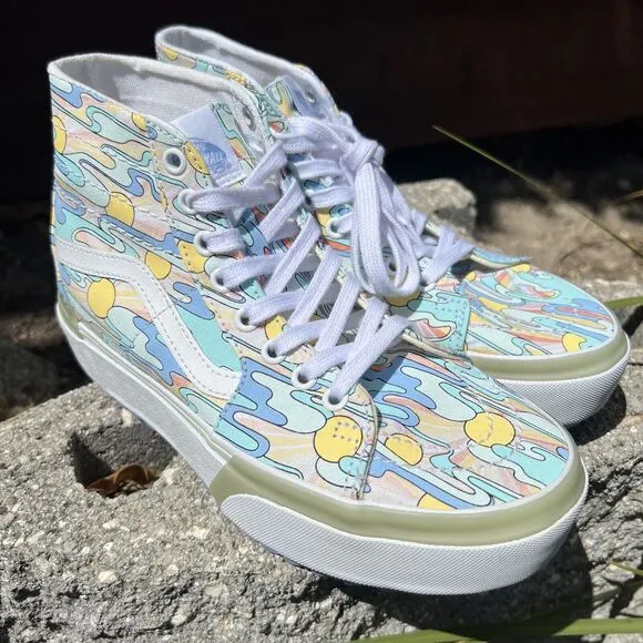 VANS Sk8-Hi Tapered UV Ink Sunwaves Sneakers M 6 W 7.5 Platform VN0005U2ZEL
