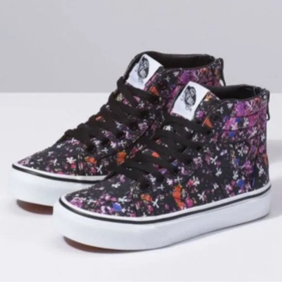 VANS Sk8 Hi Top Kids Black Floral
