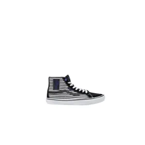 Vans Striped Leather Lace-Up Shoes Men Black Sneakers