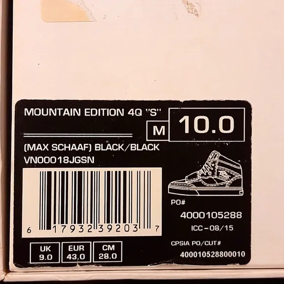 Vans X Syndicate Max Schaaf Mountain Edition 4Q &quot;S&quot; *NWT*
