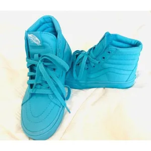 Vans Off The Wall Big Kids 2.5 SK8-HI Skate Shoes Teal Aqua Turquoise High Top‎