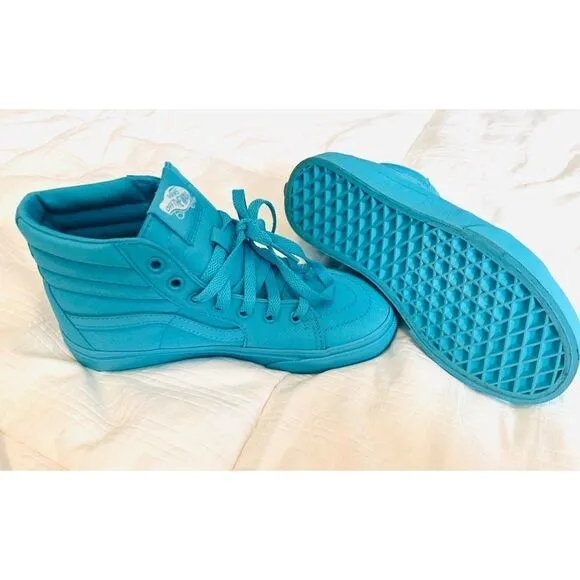 Vans Off The Wall Big Kids 2.5 SK8-HI Skate Shoes Teal Aqua Turquoise High Top‎