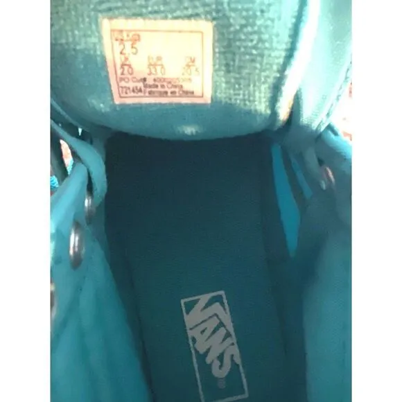 Vans Off The Wall Big Kids 2.5 SK8-HI Skate Shoes Teal Aqua Turquoise High Top‎