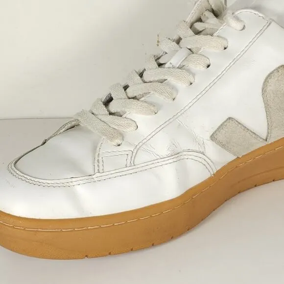 Veja Men's V-12 US 8 White Natural Leather Lace Up Low Top Sneakers Shoes