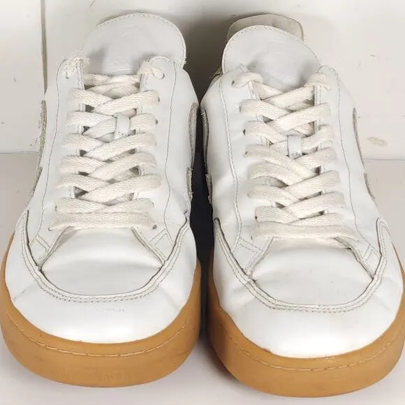 Veja Men's V-12 US 8 White Natural Leather Lace Up Low Top Sneakers Shoes