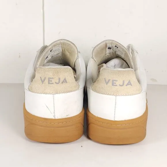 Veja Men's V-12 US 8 White Natural Leather Lace Up Low Top Sneakers Shoes