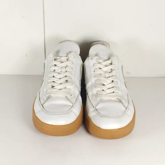Veja Men's V-12 US 8 White Natural Leather Lace Up Low Top Sneakers Shoes