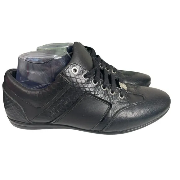 Versace Collection Men's Snakeskin Embossed Leather Low Top Sneaker Shoes 7