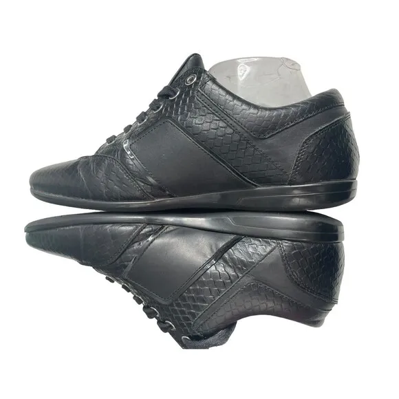 Versace Collection Men's Snakeskin Embossed Leather Low Top Sneaker Shoes 7