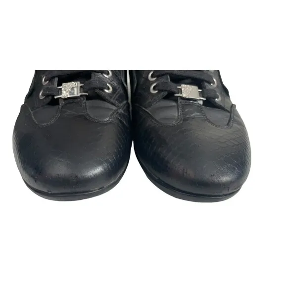 Versace Collection Men's Snakeskin Embossed Leather Low Top Sneaker Shoes 7