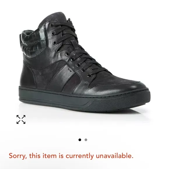 Vince Adam High Top Sneakers Men’s 13 Shoes Black Faux Croc Nubuck Luxe