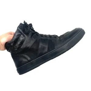 Vince Adam High Top Sneakers Men’s 13 Shoes Black Faux Croc Nubuck Luxe