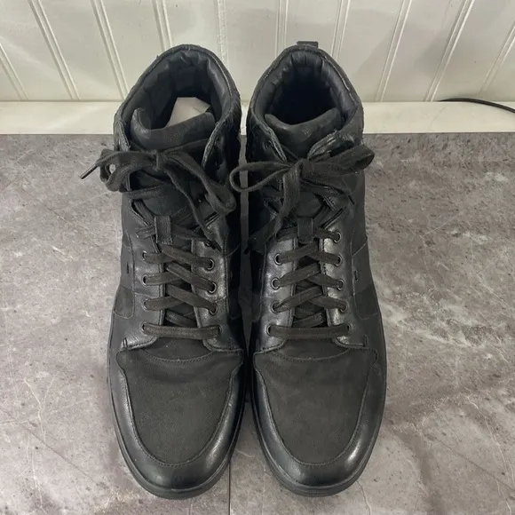 Vince Adam High Top Sneakers Men’s 13 Shoes Black Faux Croc Nubuck Luxe