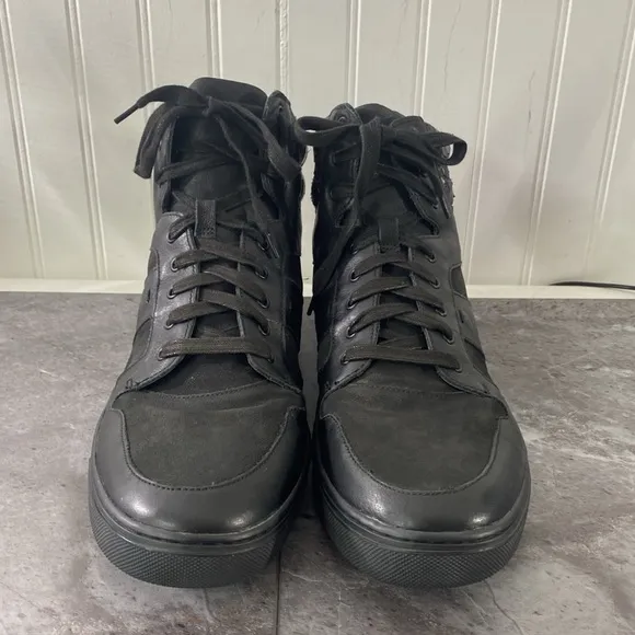 Vince Adam High Top Sneakers Men’s 13 Shoes Black Faux Croc Nubuck Luxe