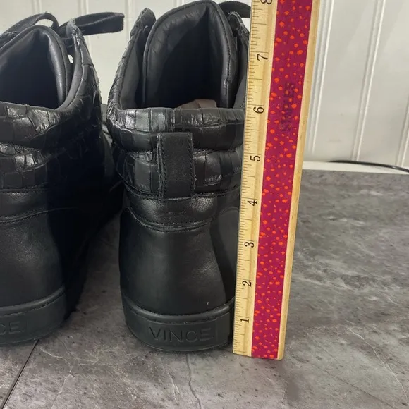 Vince Adam High Top Sneakers Men’s 13 Shoes Black Faux Croc Nubuck Luxe