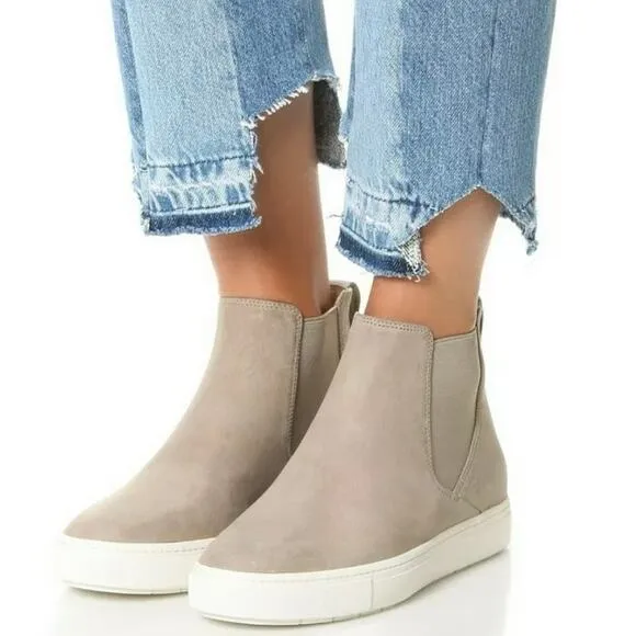 Vince Newlyn Women's Taupe Suede Leather High Top Sneaker Shoes Size 6.5