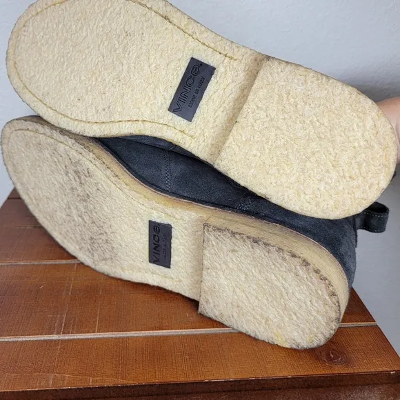 Vince Sawyer Chelsea boot pull-on crepe rubber soles with calfskin suede