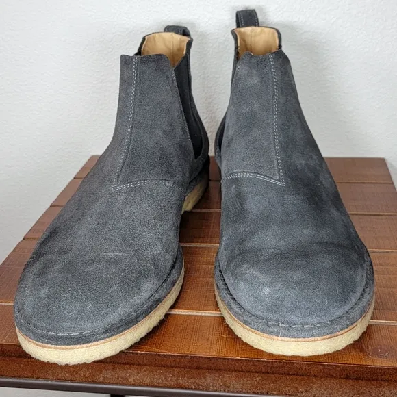 Vince Sawyer Chelsea boot pull-on crepe rubber soles with calfskin suede