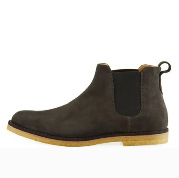 Vince Sawyer Chelsea boot pull-on crepe rubber soles with calfskin suede