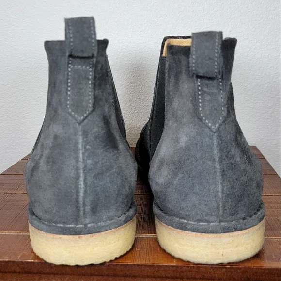 Vince Sawyer Chelsea boot pull-on crepe rubber soles with calfskin suede