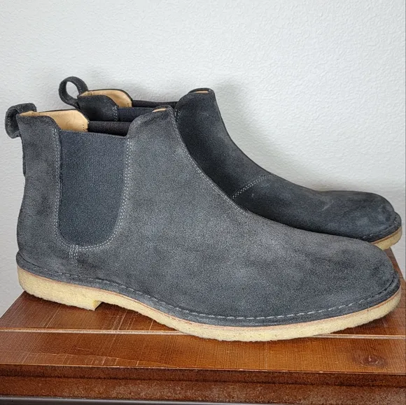 Vince Sawyer Chelsea boot pull-on crepe rubber soles with calfskin suede