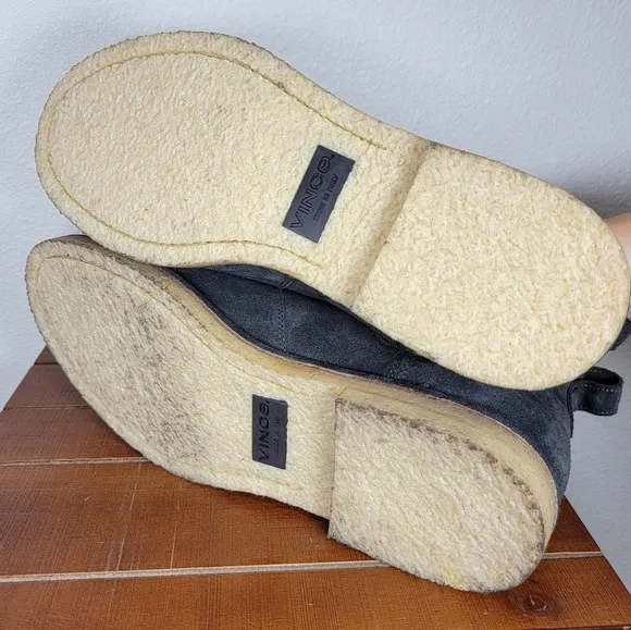 Vince Sawyer Chelsea boot pull-on crepe rubber soles with calfskin suede