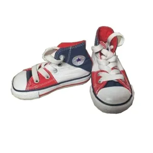 Vintage CONVERSE Kids Red/White And Blue Hightop Shoes Size 4