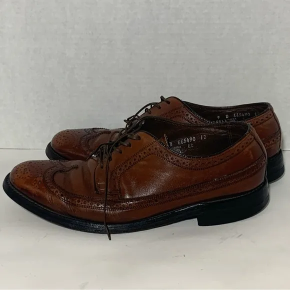 Vintage Florsheim Derby Shoes Mens 9 Ox Blood 90s Longwing Wingtip Brogues 30831