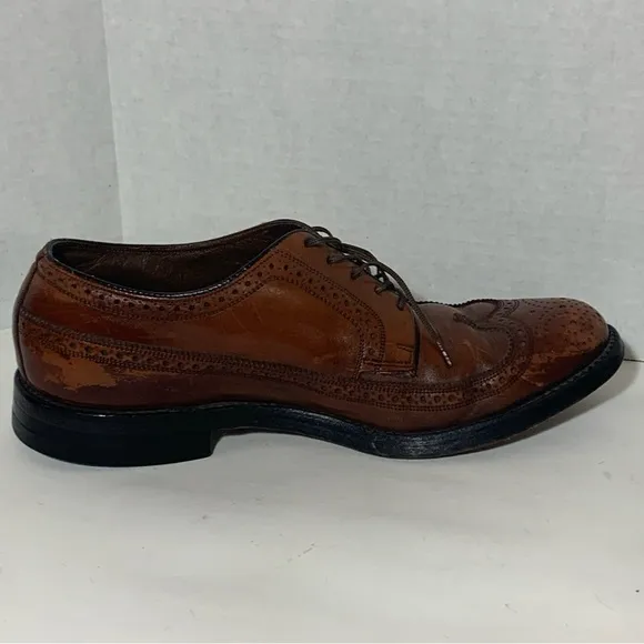 Vintage Florsheim Derby Shoes Mens 9 Ox Blood 90s Longwing Wingtip Brogues 30831