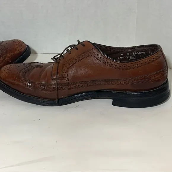 Vintage Florsheim Derby Shoes Mens 9 Ox Blood 90s Longwing Wingtip Brogues 30831
