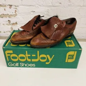 Vintage FootJoy Classics Leather Golf Shoes Metal Cleats Wingtip  Size 7 w/box