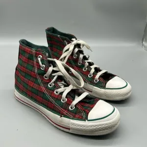 Vintage Made is USA Converse Christmas Plaid High Top All Star shoes