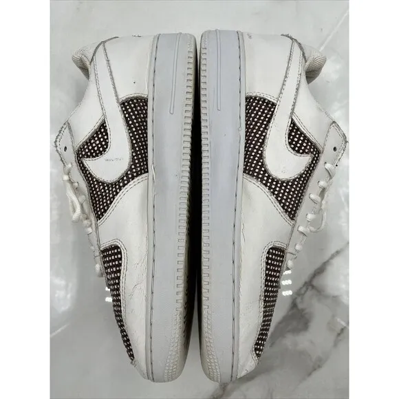 Vintage Nike Air Force 1 Shoes Mens Sz 11.5 Low Brown Grid Pattern Top 2004 US