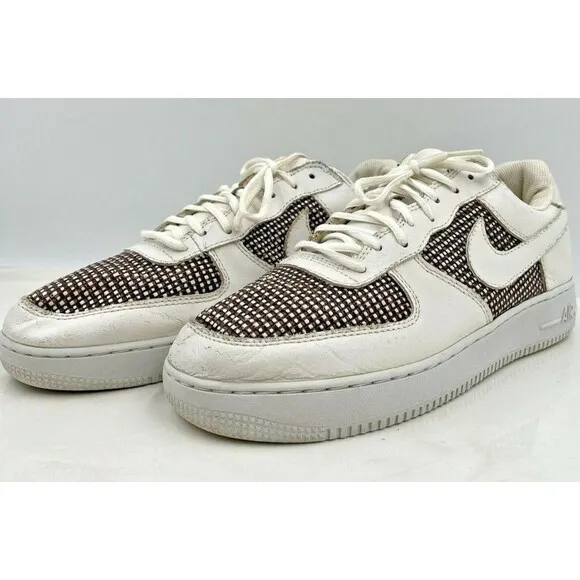 Vintage Nike Air Force 1 Shoes Mens Sz 11.5 Low Brown Grid Pattern Top 2004 US